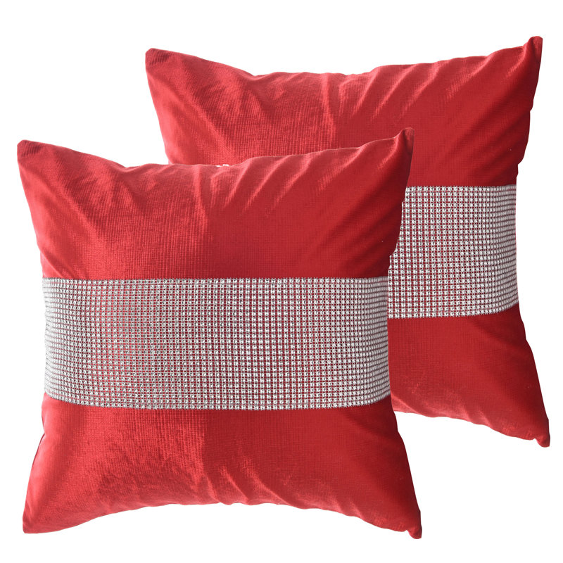 Alsen Striped Square Cushion Cover, 43 H x 43 W x 4 D cm, Red