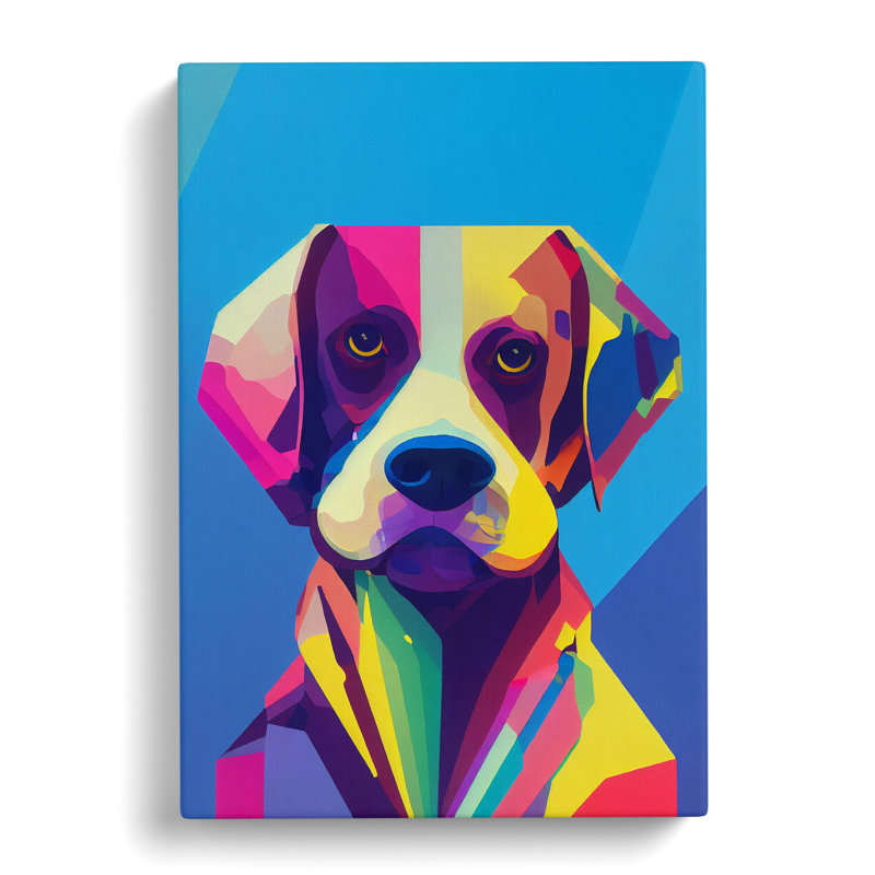 Colourful Dog No.5 - Print, No Matte, 50cm H x 35cm W x 3cm D, Wrapped Canvas