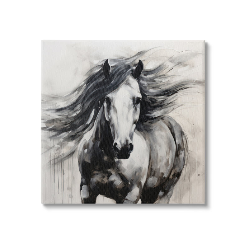 az-078-Canvas Black Horse Abstraction par Irena Orlov, reproduction d'art sur toile tendue, H 30 po x l 30 po