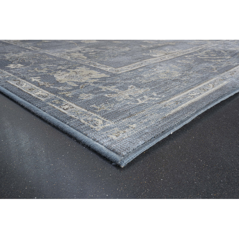 Tapis bleu, ivoire et beige en viscose Panettone, Rectangle de 5 pi x 8 pi
