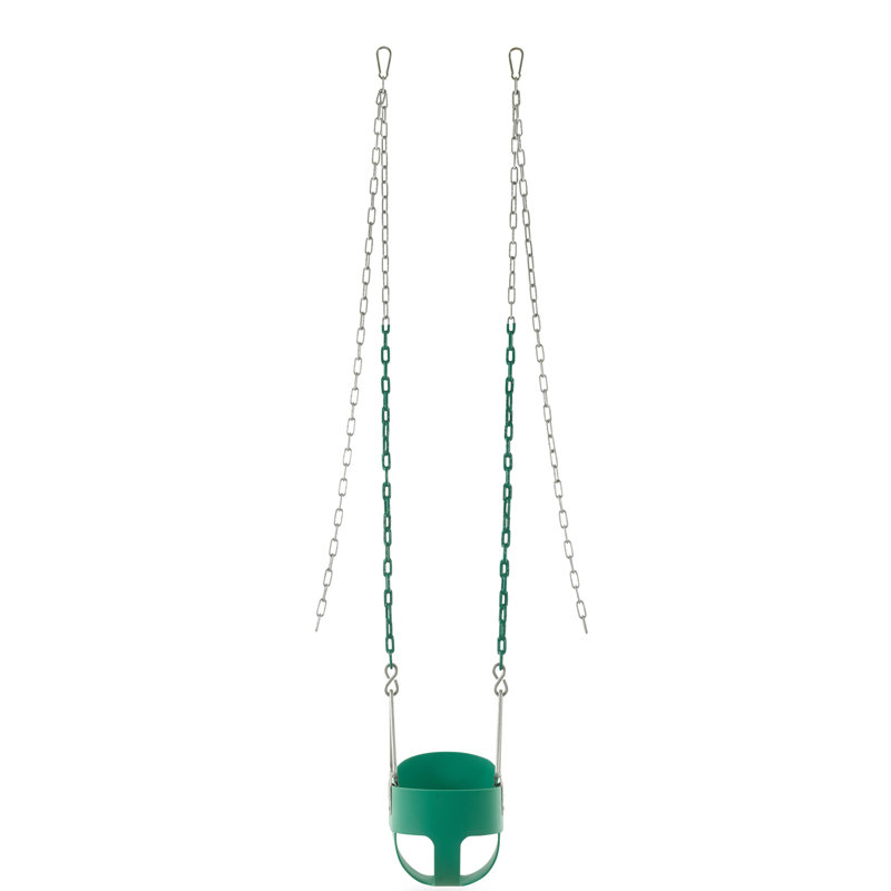 Green High Back Full Bucket Baby Swing with Vinyl Coated Chain