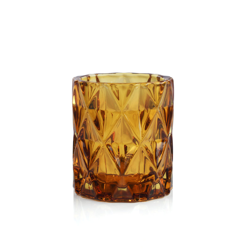 Petit porte-votive en verre, H 3 po x l 3 po x P 3 po, Ambre