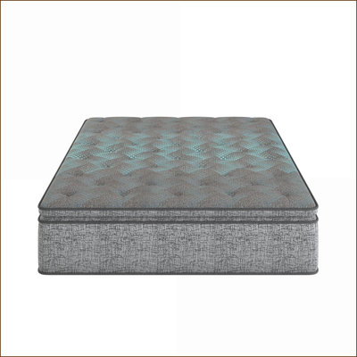 Mattresses | Restonic Comfort Care 12" Hybrid Euro Top Mattress, Individual Pocketed Coils, Plush Cooling Comfort, Queen | Foam | Grey+Blue