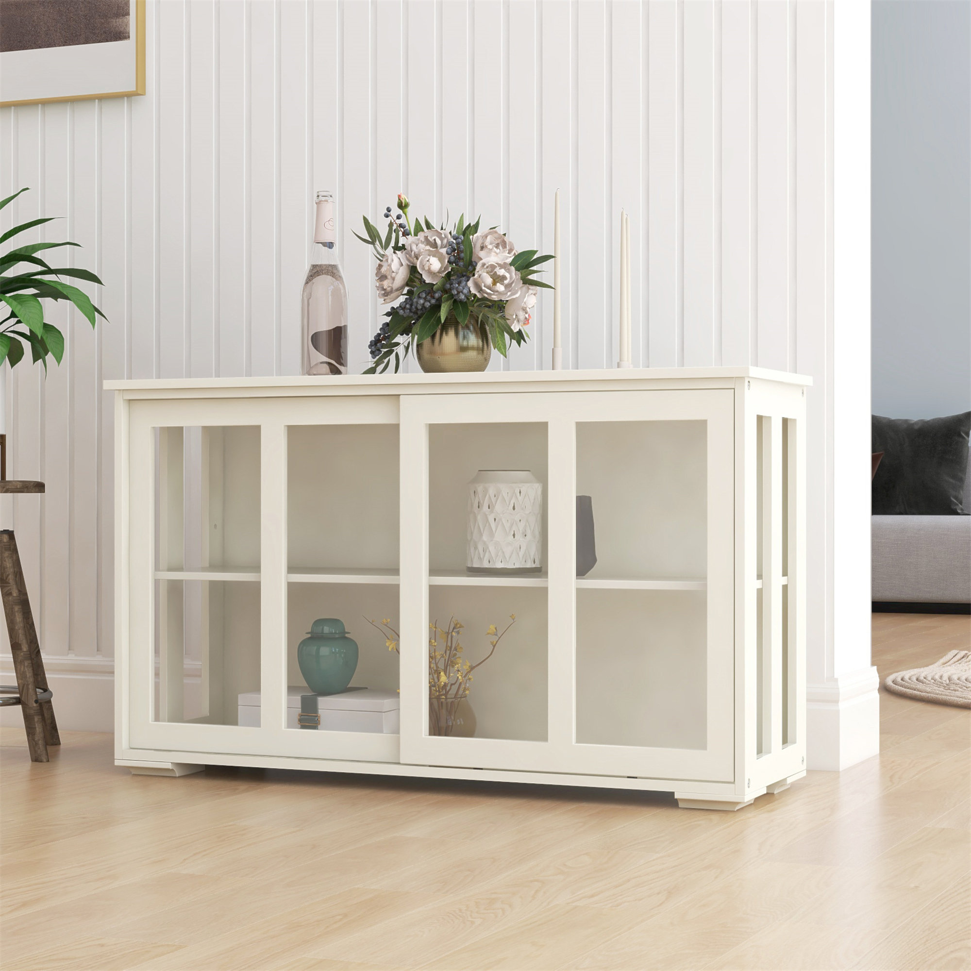 STYLISH Kitchen Storage Stand Cupboard With Glass Door Wayfair