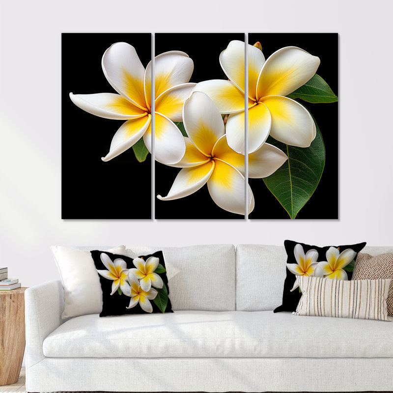 Rêve de rêve Plumerias pureté - ensemble d'art sur toile Plumeria, Toile tendue, H 28 po x l 36 po x P 1 po