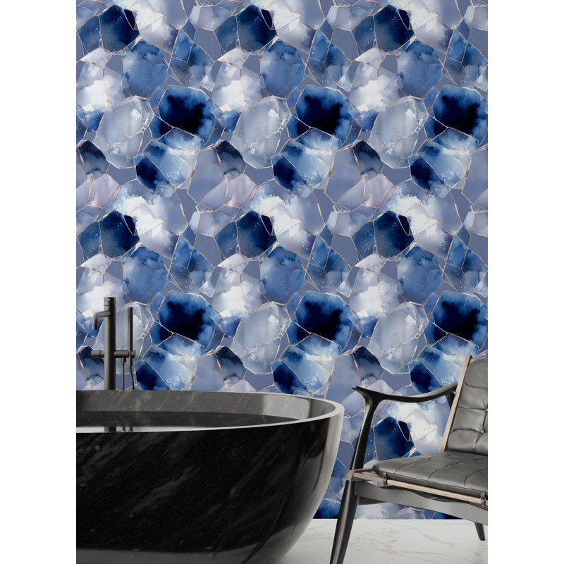 Adhésif mural bleu à motif géométrique abstrait bleu marine