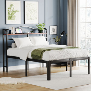 Abdalmalak 18" High Platform Bed Frame with USB & Type C Charging Station, No Box Spring, No Squeak