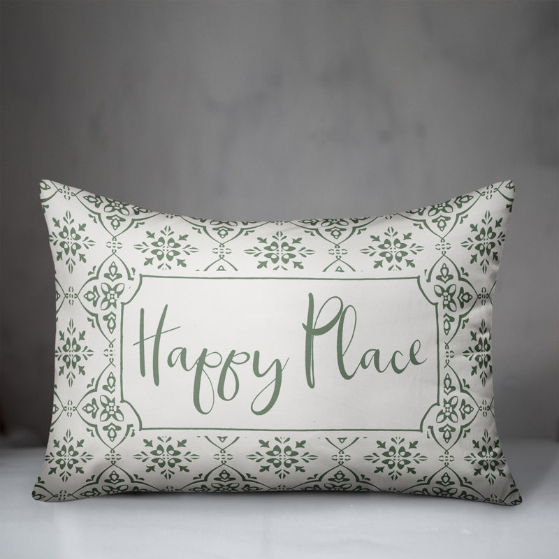 Housse de coussin rectangulaire et insert Happy Place Medallion, Vert