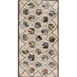 Antique American Hooked Rug America Ivory 1920s