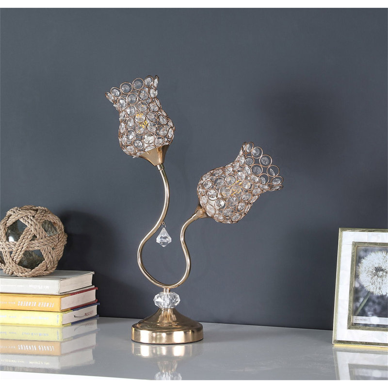 Lampe de table en métal or rose 18,75 "Trompette Glam