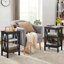 Lit simple en métal avec 2 tables de chevet noires - ensemble de chambre à coucher moderne 3 pièces-947535288-947535292