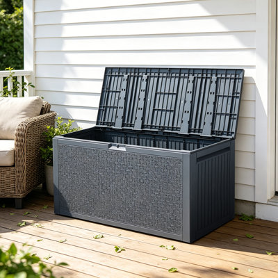 Living And Home 116 W Deck Box in Gray