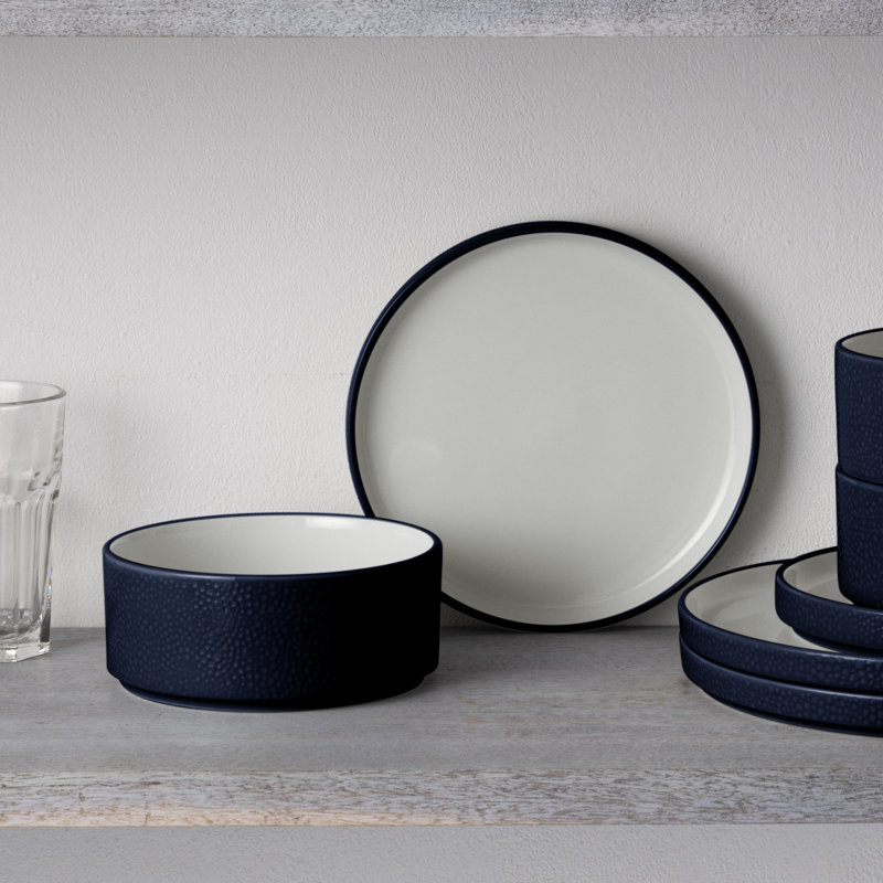 Noritake Colortex Stone 12-Piece Dinnerware Set, Service for 4, Navy