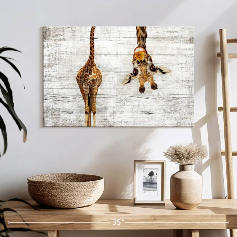 Girafe en bois, H 16 po x l 24 po