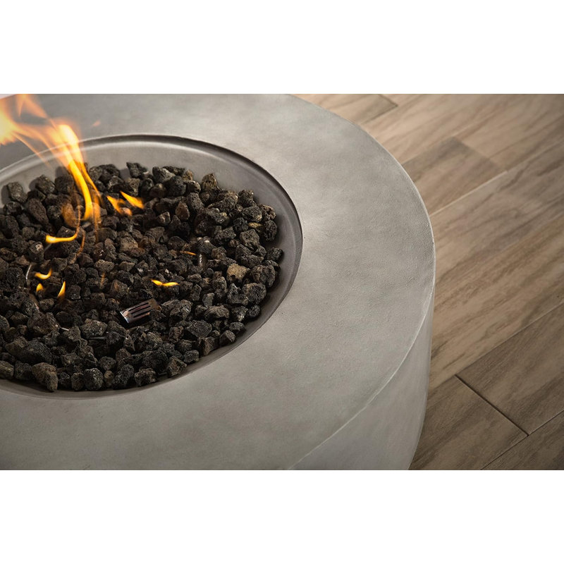 Table de foyer d'extérieur en béton renforcé de fibres avec foyer extérieur avec couvercle, Gaz naturel / propane