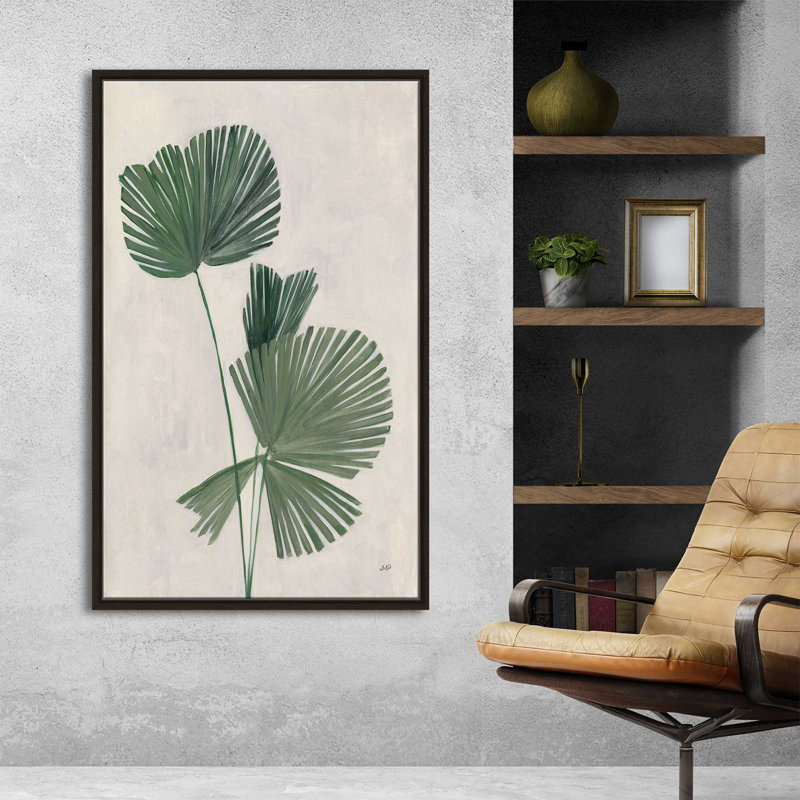 Palmier botanique III - Peinture, L 39,5 po x H 63,5 po, Encadrement brun