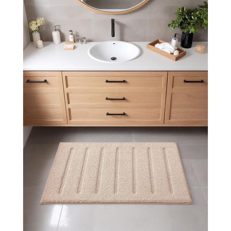 Non-Slip Bath Rug, 44cm W x 76cm L, Khaki