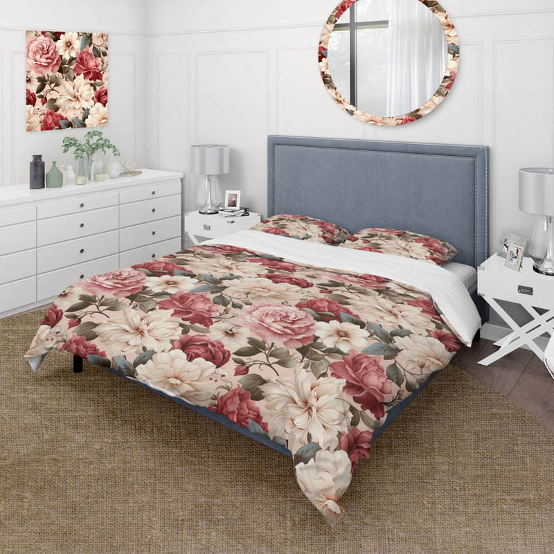 Literie rétro avec motif victorien II, Housse de couette pour très grand lit et 2 très