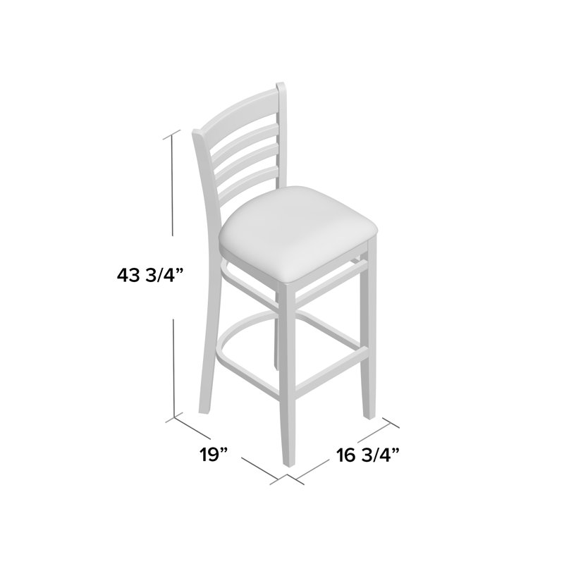 Ladder Back Wooden Restaurant Barstool, Walnut