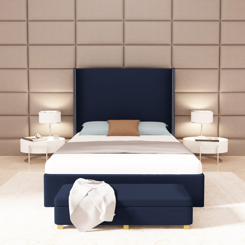 Kaiser Bed, Queen, Plush Velvet Alabaster