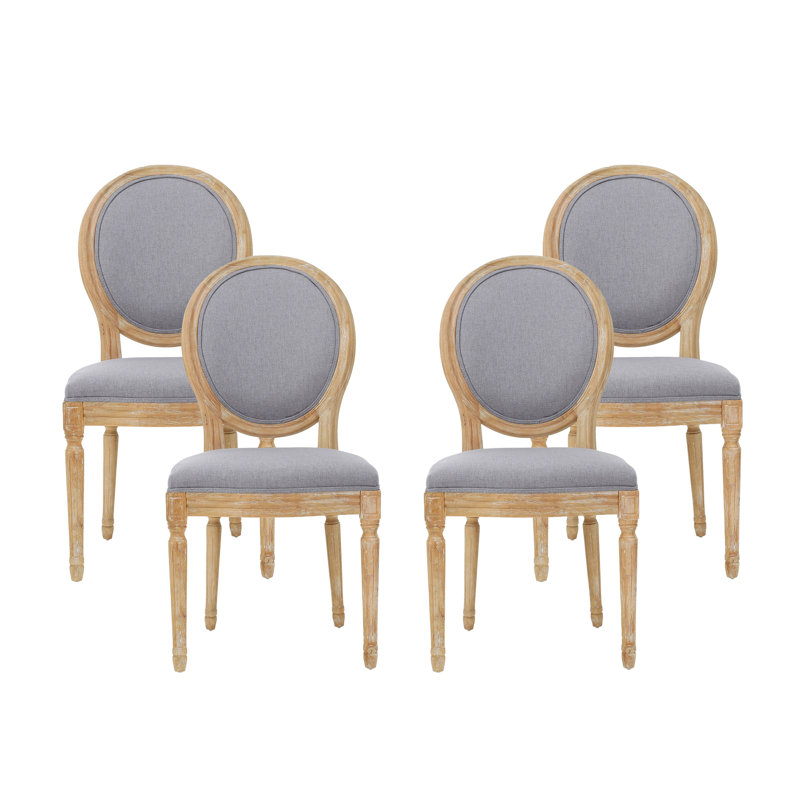 Upholstered Dining Side Chairs, Natural, Light Gray