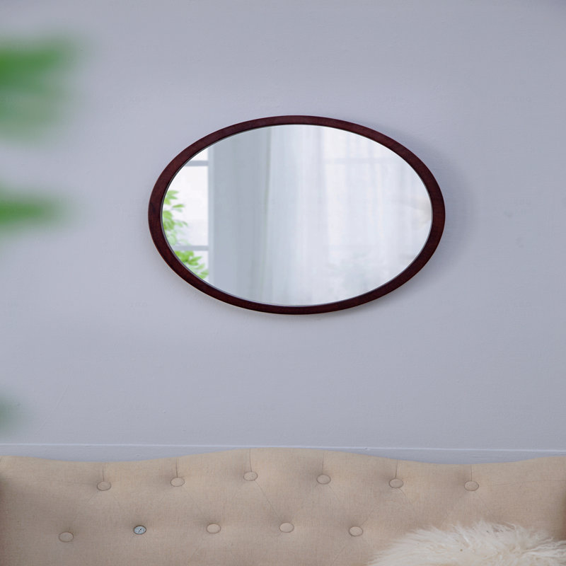 Miroir mural 20 "x 20" avec cadre en bois et finition noyer, miroir mural, Brun