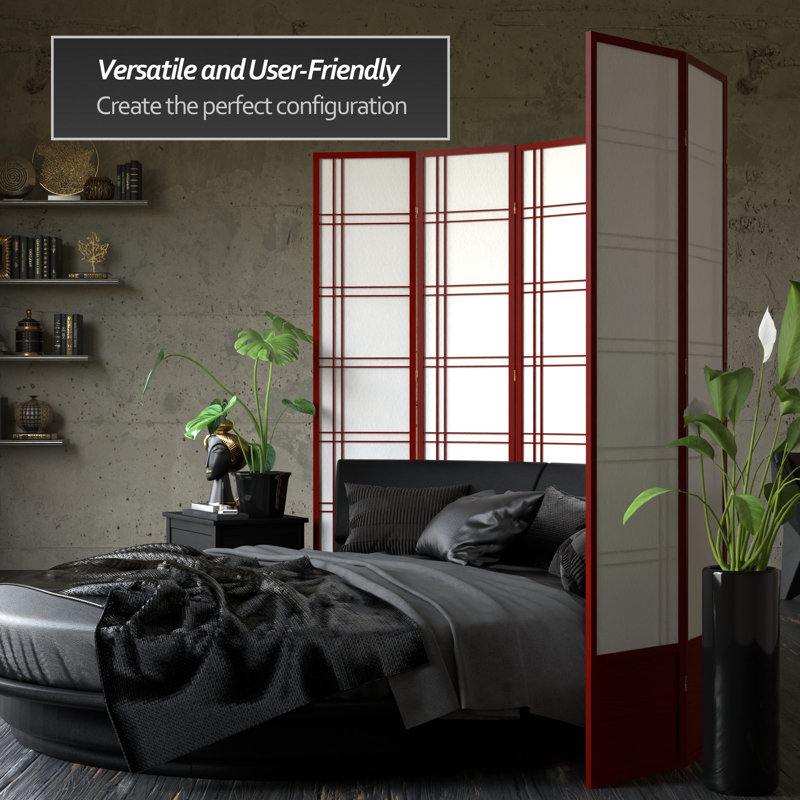 83.5" Double Cross Shoji Room Divider, 4 Panels, Rosewood
