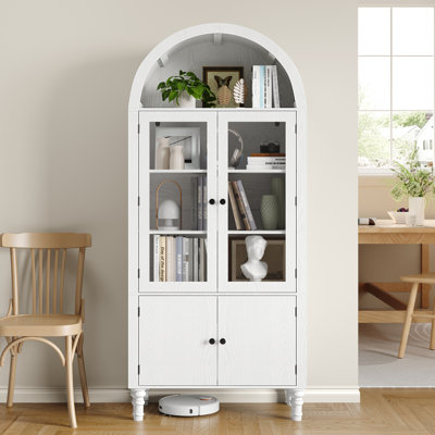 71" Tall Arched Pantry Cabinet, Modern Kitchen Storage Cabinet With Doors, 3 Adjustable Shelves, Door Shelves, Organizer, Versatile Cupboard For Kitchen, Bathroom, White