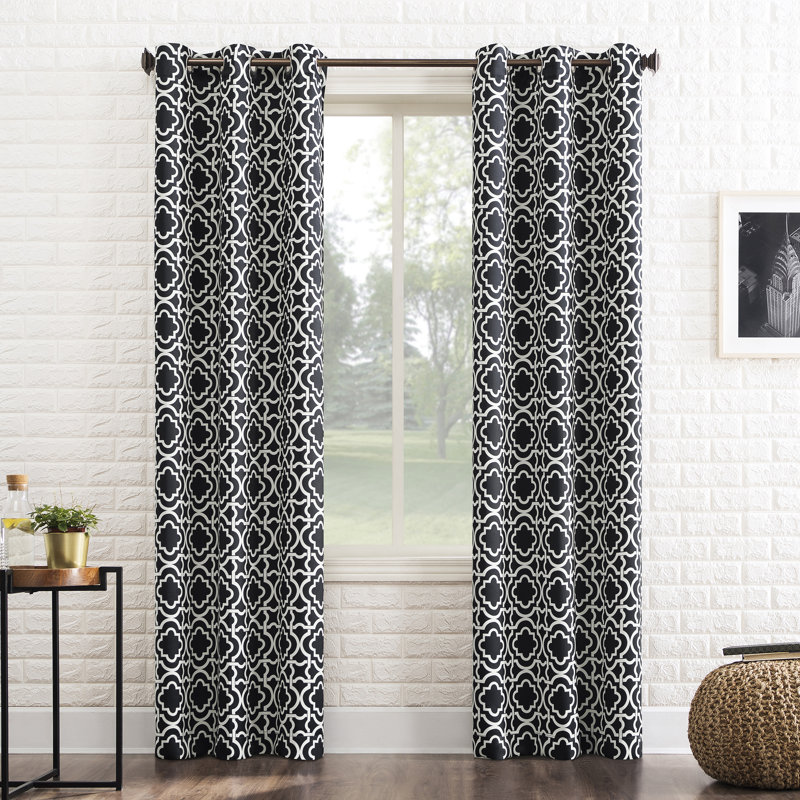 Polyester Thermal Blackout Curtain Panel, 40" W x 84" L, Black