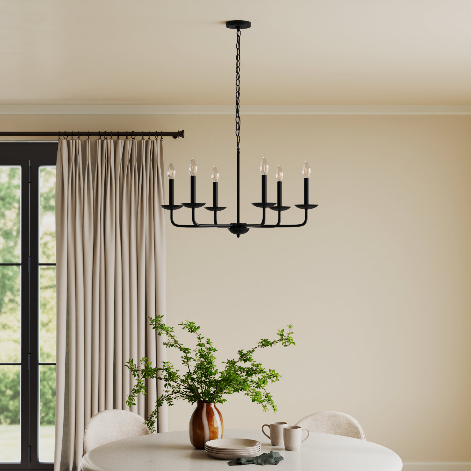 Baltray 6-Light Chandelier, Black, 18.5" H x 30" W x 30" D
