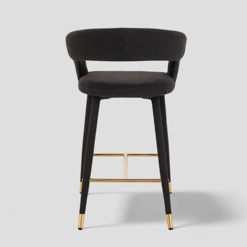 Brevyn Counter Stool With Boucle Upholstery, Black