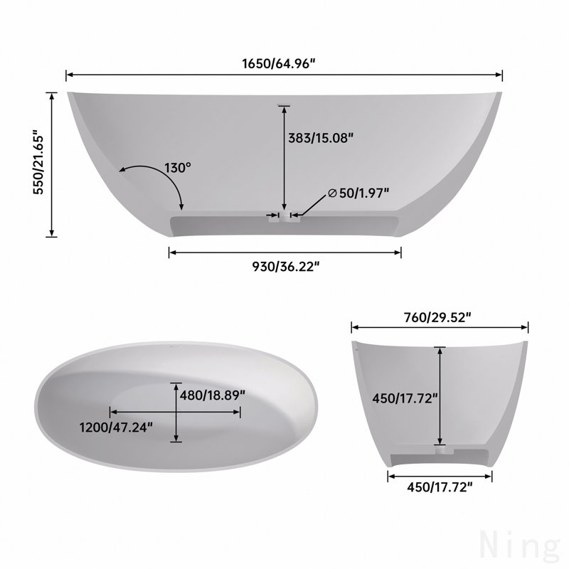 Premium Solid Surface Deep Soaking Bathtub