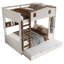Lit superposé double au-dessus de double en bois massif avec lit gigogne, tablettes de rangement et crochets - Aucun sommier nécessaire, finition beige et naturelle-2061059102-2061059103