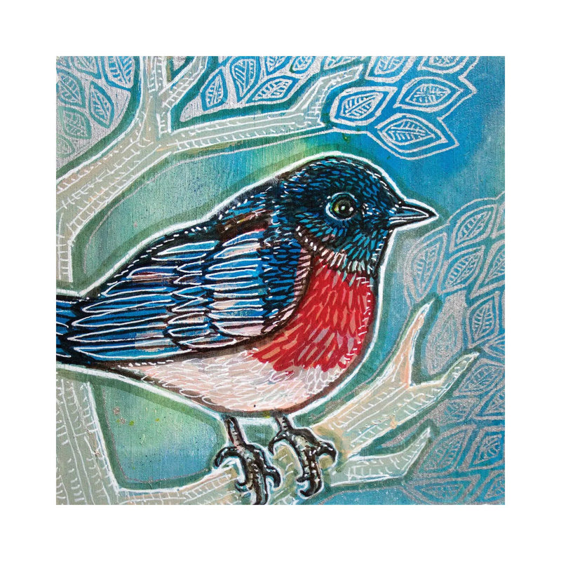 Bluebird Of Happiness by Lynnette Shelley - Painting on Canvas, Wrapped Canvas, 66.04 cm H x 66.04 cm W x 1.91 cm D
