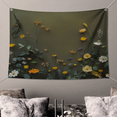 Tapisserie murale avec fleurs sauvages assorties - décoration murale fleurs sauvages