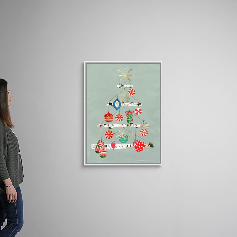 Bouleau suspendu-reproduction d’art sur toile, 42" H x 32" W x 1.75" D, Cadre blanc