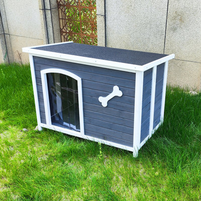 Niche pour chiots en bois 39,88 po - Construction extérieure facile et résistante aux intempéries pour 5 petites cabanes pliantes - Chiens de moins de 70 lb assemblés en bois massif