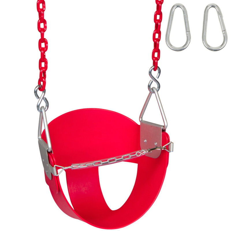 Highback Half Swing Seat with 8.5 Ft. Coated Chains, Red, 96.5"