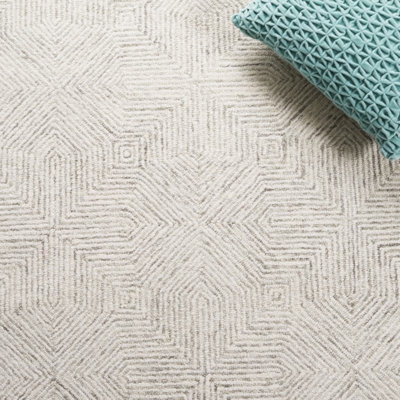 Aniek Abstract 425 Area Rug in Gray / Ivory, Rectangle 3' x 5'