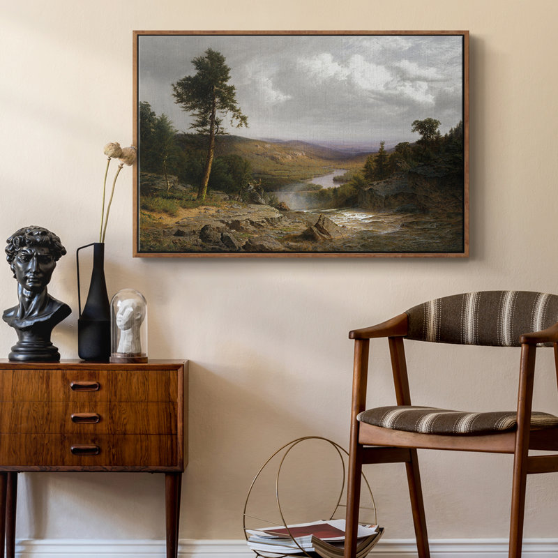 Paysage rétro - CMXCIV, Toile encadrée noyer flottant, H 25 po x l 37 po