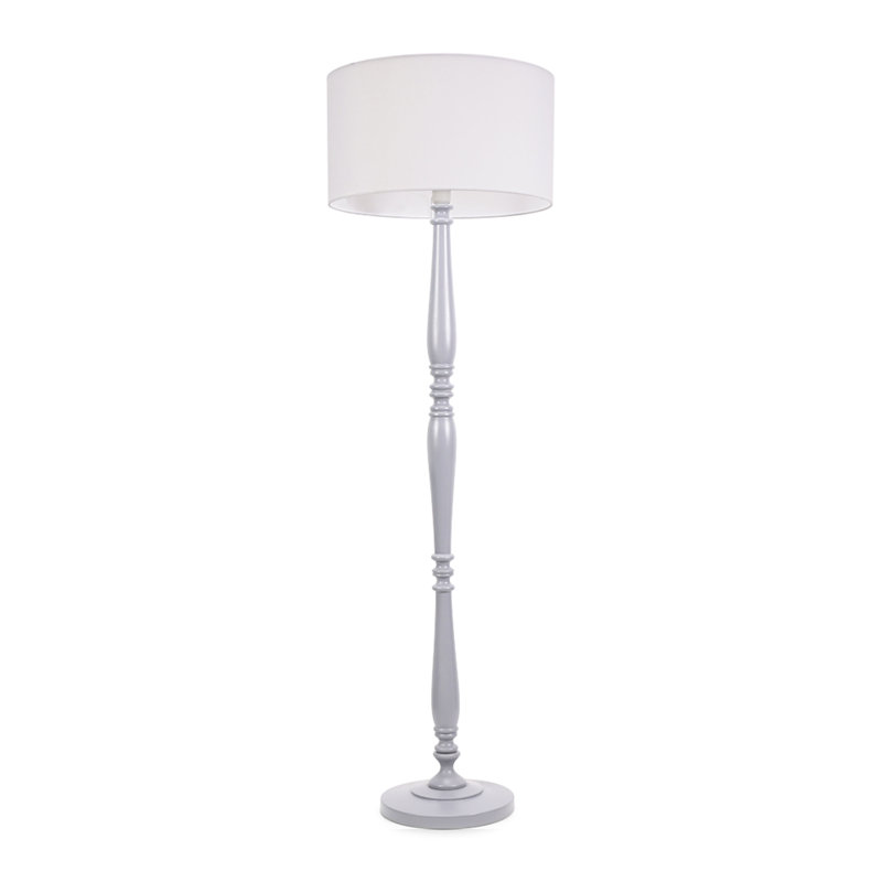 Arialdo 157cm Traditional Floor Lamp, Matte Grey, White