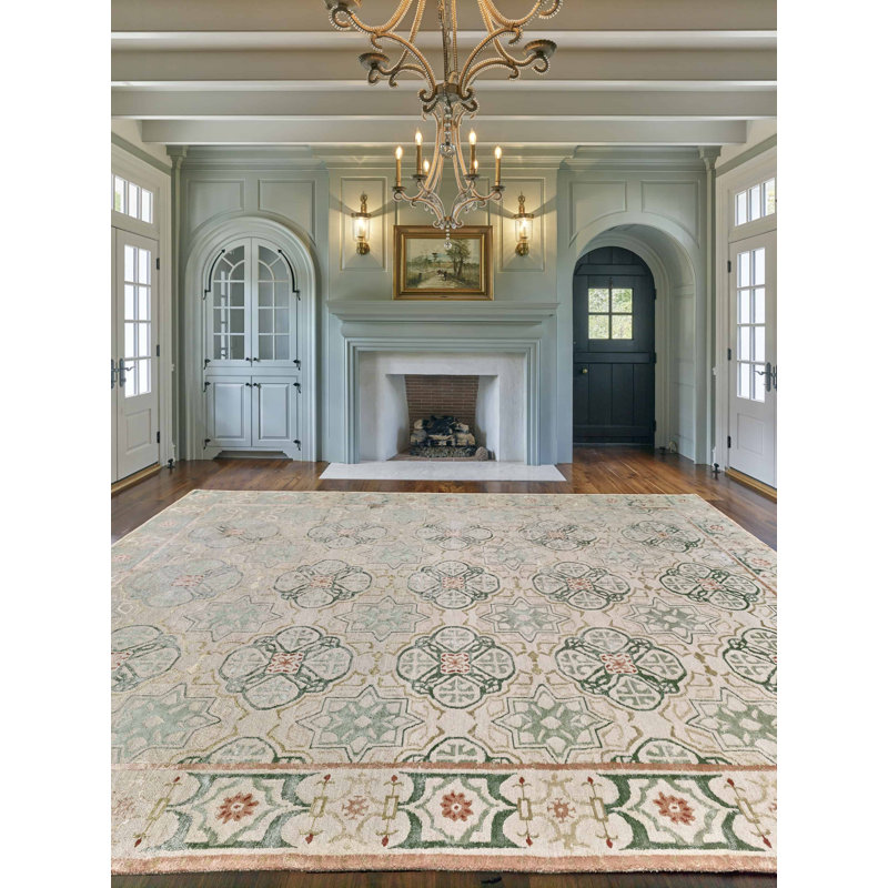 Capistrano Oriental Area Rug in Peach/Soft Blue/Tan, Runner 3' x 9'