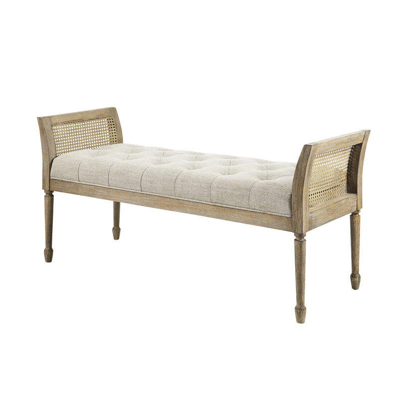 Banc décoratif avec siège de H 18 po et pieds en bois massif de l 48,5 po de largeur totale H 12,25 po