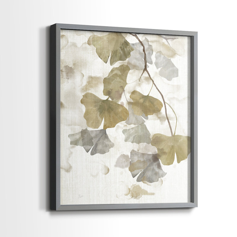 Reproduction encadrée Ginkgo Accent II - bois massif, H 30 po x l 24 po, Grey