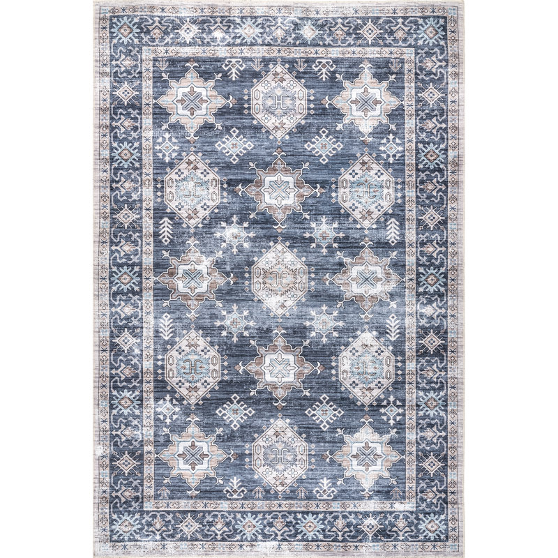 Finley SpinClean Machine Washable Vintage Distressed Area Rug, Rectangle 5' x 8'