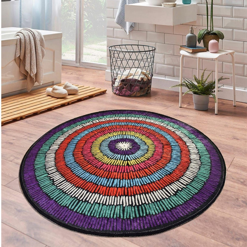 Verona Washable Area Rug – Soft Non-slip Carpet For Living Room, Bathroom & Kitchen Decor 39", Round 3'3"