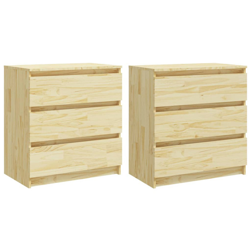 Calcedonio 60cm W Solid Wood Bedside Table, Light Wood