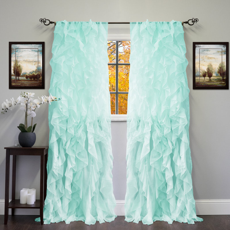 Fulda Semi Sheer Curtain Single Panel, Sea, 50" W x 108" L
