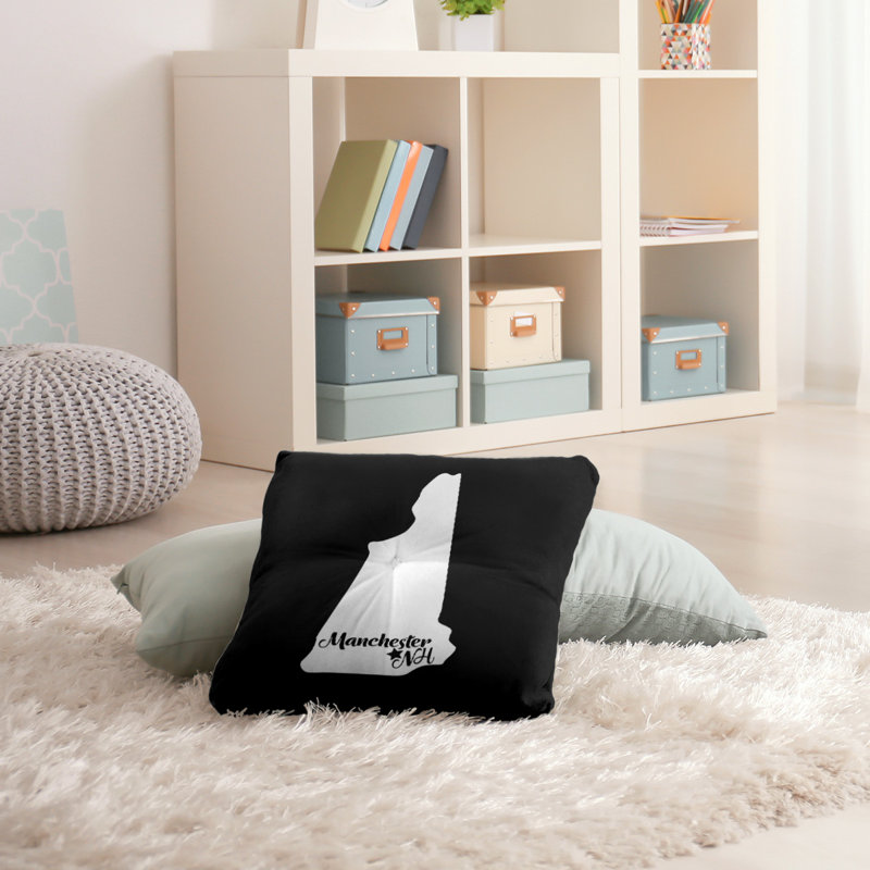Coussin de plancher touffeté, 26 po x 26 po, Noir, Manchester