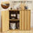 Fluted Sideboard Buffet Cabinet With Storage, 31.5" Modern Kitchen Cabinets With Doors, Coffee Bar Buffet Cabinet For Dining Room, Entryway Cabinets For Living Room, Natural